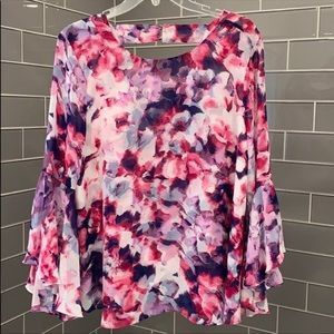 Pink and Purple Floral, Flowy Top